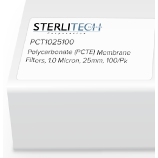 Sterlitech Polycarbonate (PCTE) Membrane Filters, 1.0 Micron, 25mm, PK100 PCT1025100